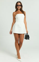 Benson Playsuit – Strapless Fit & Flare Romper in Crisp White