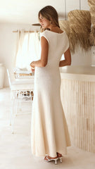 Tanaya Knit Off Shoulder Maxi Dress - Natural