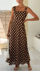 Milani Maxi Dress - Brown Polka