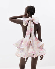 Riviera Bloom Bow Mini Dress