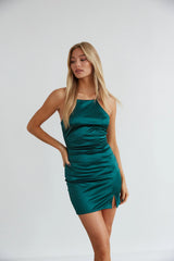 Saige Velvet High Neck Open Back Bodycon Mini Dress