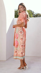 Magnolia Midi Dress - Acacia Palm Melon