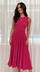 Kaida Midi Dress - Berry