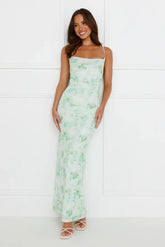 Musical Delight Mesh Maxi Dress Green