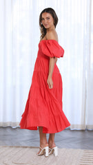 Chyna Midi Dress - Red