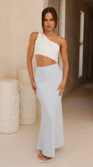 Abia Maxi Dress - White/Blue