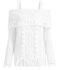 Ribboned Elegance Off-Shoulder Sweater