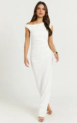 Off The Shoulder Jersey Maxi Dress in White