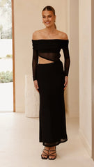 Blaire Off The Shoulder Maxi Dress - Black