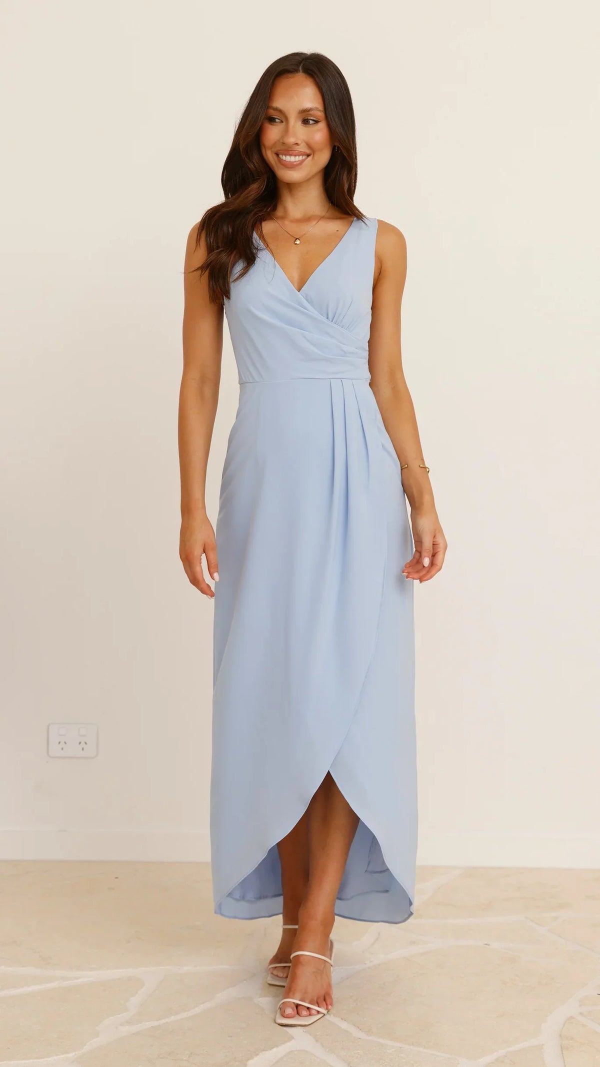 Pamela V Neck Maxi Dress - Blue