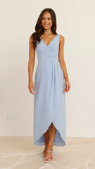 Pamela V Neck Maxi Dress - Blue