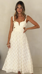 Jenny Side Cut Midi Dress - Cream