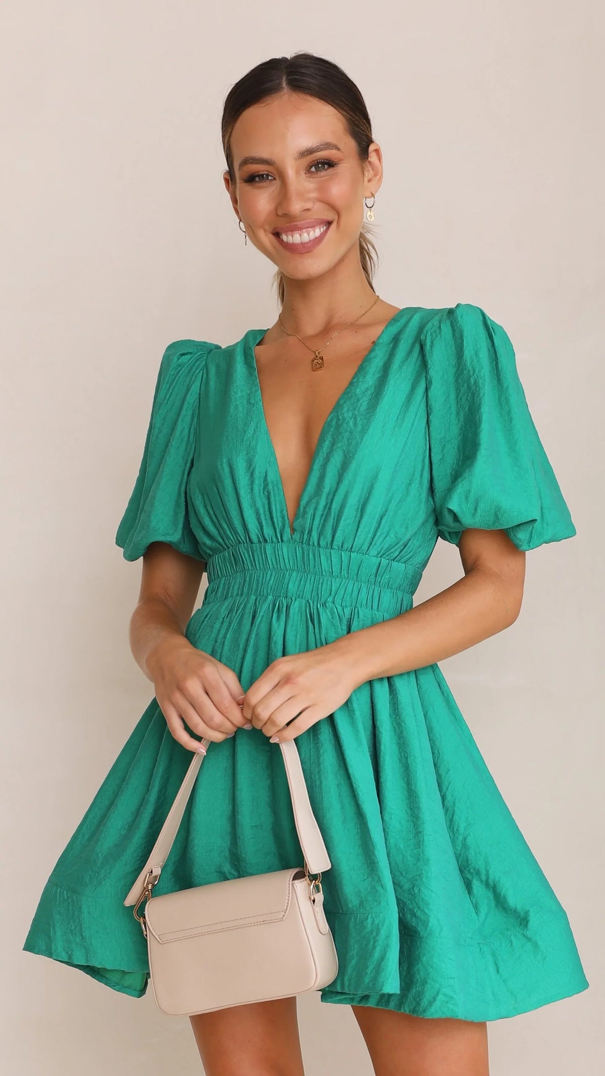 Erin Mini Dress - Emerald