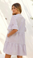 Tarnie Mini Dress - Brown Stripe