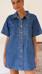 Rayna Denim Mini Dress - Dark Denim
