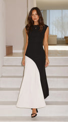 Charlotte Contrast Midi Dress - Black/White
