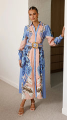 Naliah Long Sleeve Maxi Dress - Willow Blue