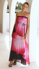 Neve Strapless Maxi Dress - Black/Pink Floral