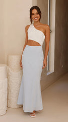 Abia Maxi Dress - White/Blue