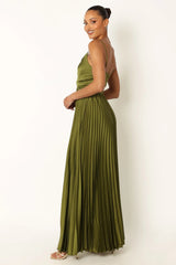 Naira Pleated Maxi Dress - Palm Green