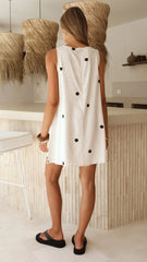 Natala Shift Mini Dress - Oat/Black Polka Dot