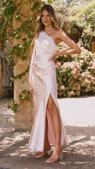 Halle One Shoulder Maxi Dress - Pink