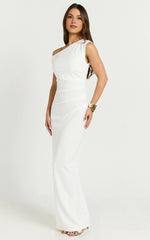 Off The Shoulder Jersey Maxi Dress in White