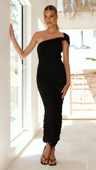 Liana Asymmetrical Maxi Dress - Black